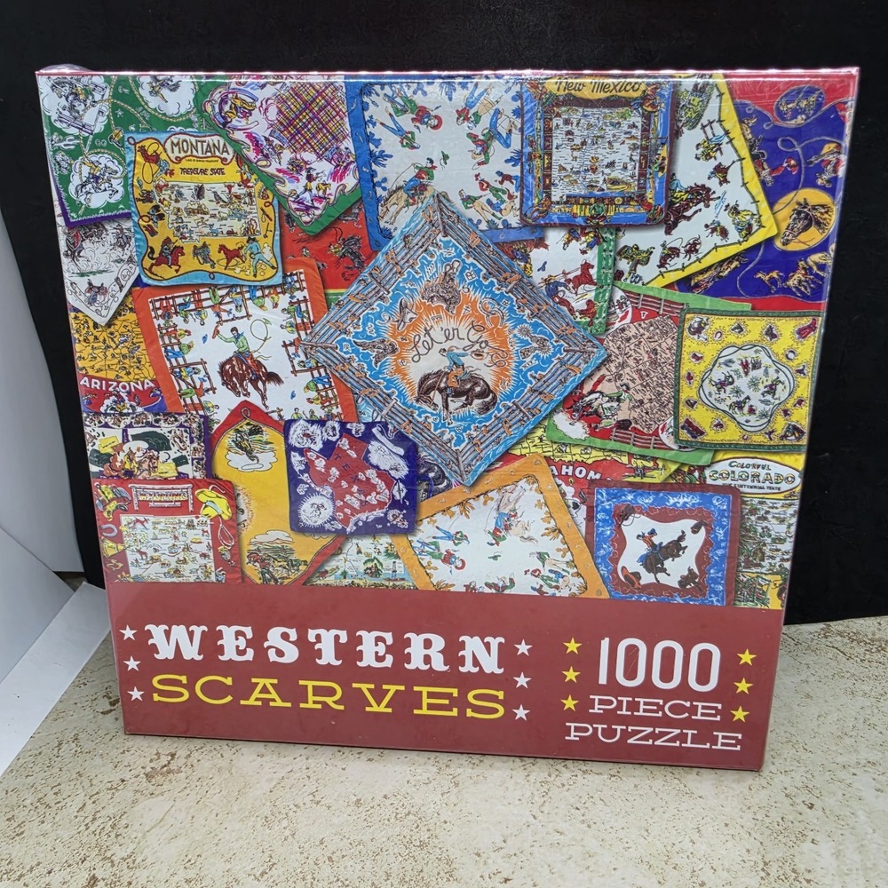 Gibbs Smith Western Scarves Puzzle  NEW Sealed 27.5" X 19.5"